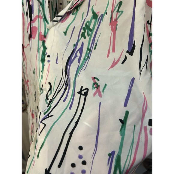 ISABEL MARANT Silk Amba Blouse Lightweight Top Sz 40 / 8 Ecru Printed Split Neck - Picture 10 of 11